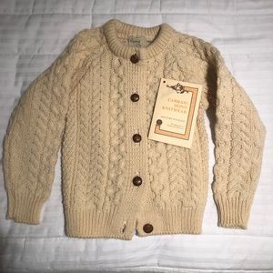 Kids vintage 80s Aran wool cardigan
